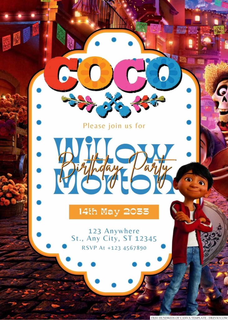 Free Editable Coco Birthday Invitation