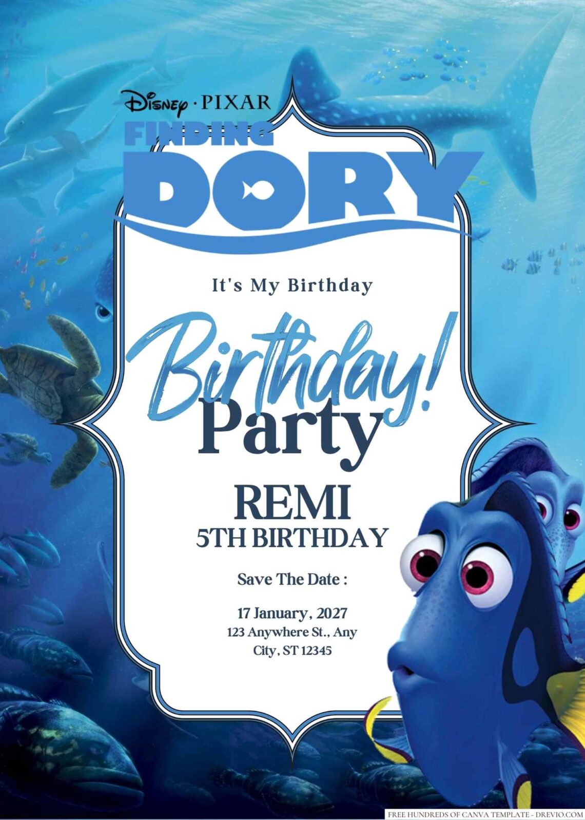 Free Editable Finding Dory Birthday Invitation | Download Hundreds FREE ...