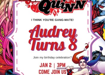 Free Editable Harley Quinn Birthday Invitation