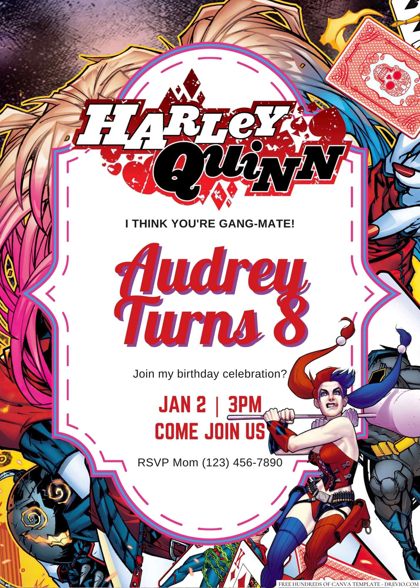 18+ Harley Quinn Canva Birthday Invitation Templates | Download Hundreds  FREE PRINTABLE Birthday Invitation Templates