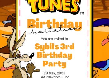 Free Editable Wile E. Coyote (Looney Tunes) Birthday Invitation