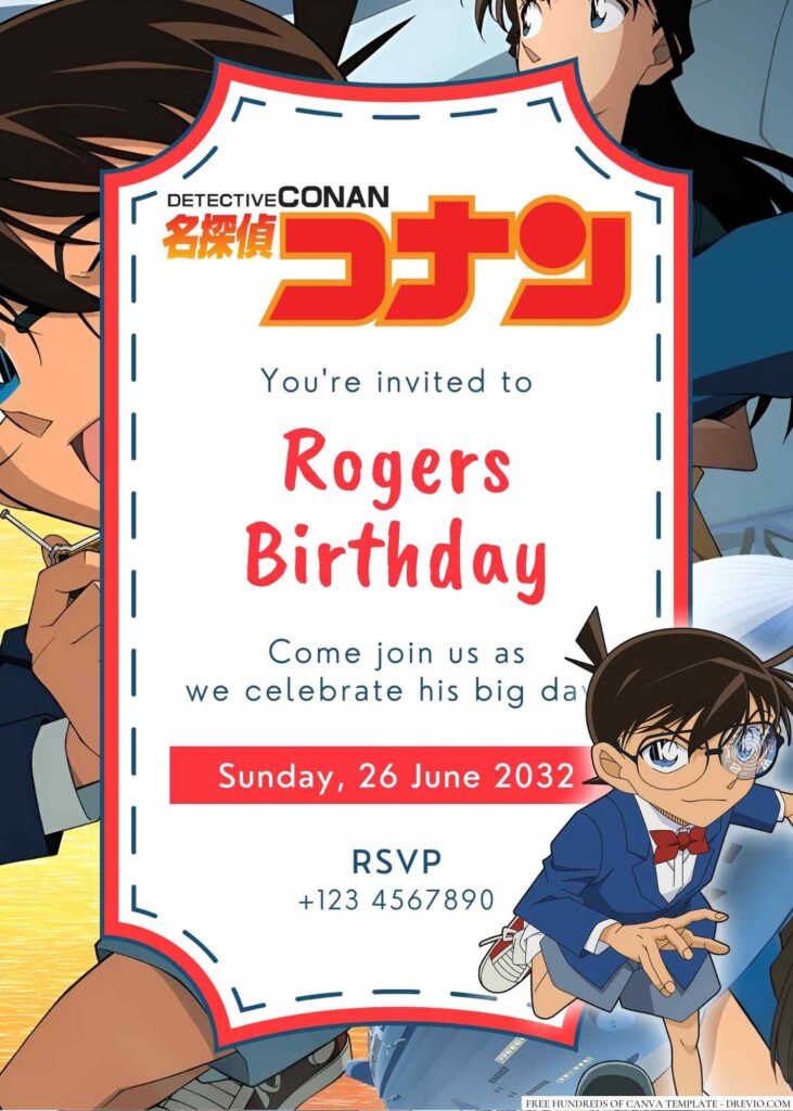 Detective Conan Birthday Invitation