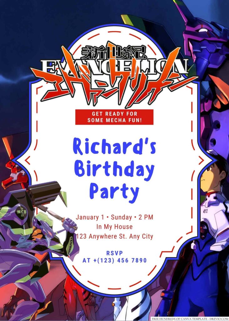 Neon Genesis Evangelion Birthday Invitation