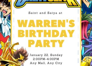 Saint Seiya Birthday Invitation