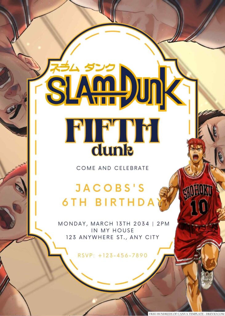 Slam Dunk Birthday Invitation