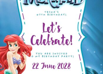 Free Editable The Little Mermaid Birthday Invitation