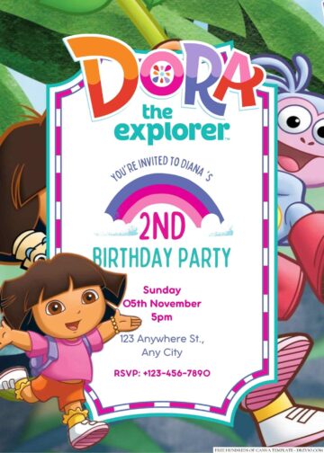 22+ Dora The Explorer Canva Birthday Invitation Templates - Drevio ...