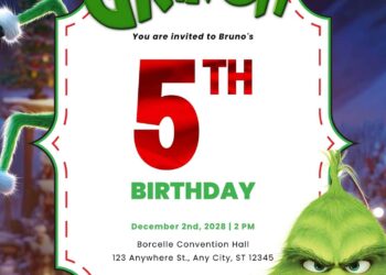 Free Editable The Grinch Birthday Invitation