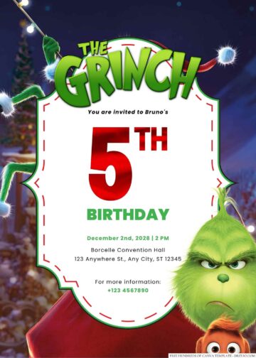 22+ The Grinch Canva Birthday Invitation Templates | Download Hundreds ...