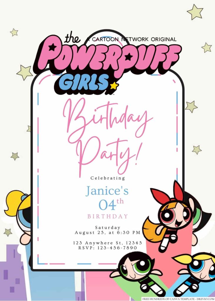 Free Editable The Powerpuff Girls Birthday Invitation