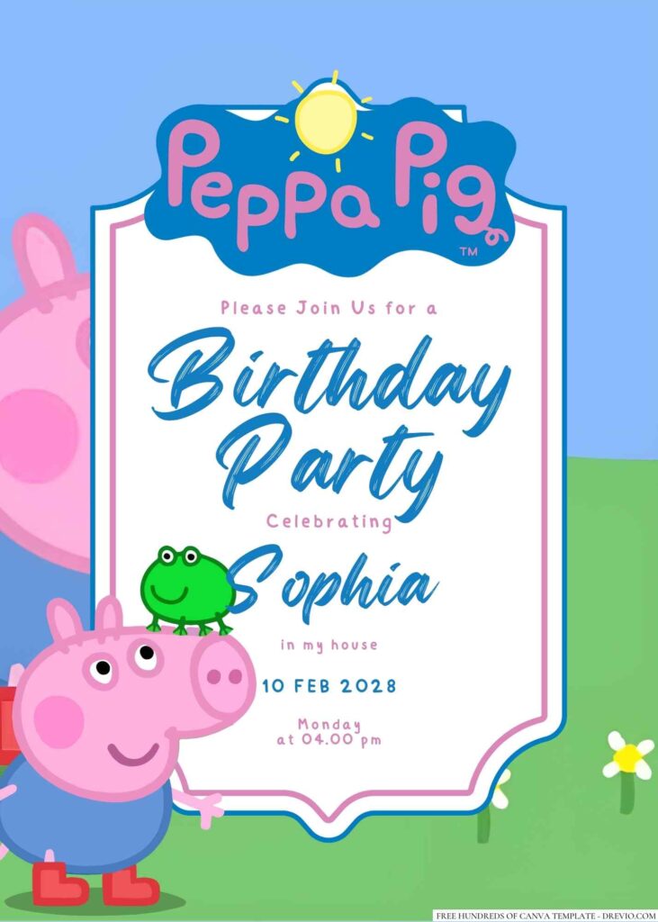 Free Editable George Pig Birthday Invitation