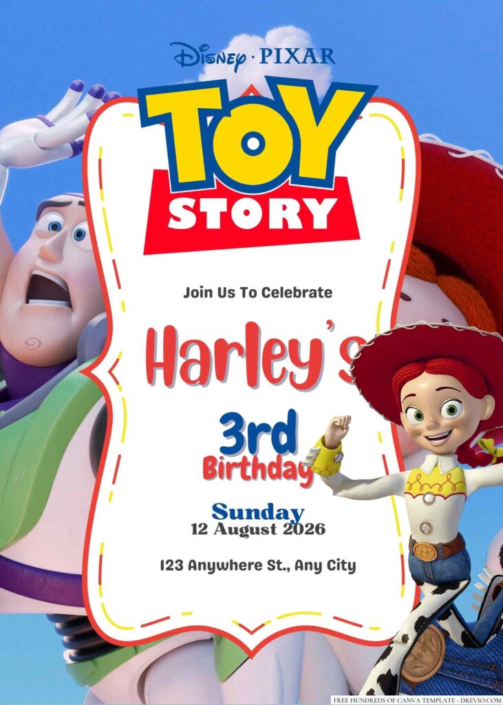 Free Editable Jessie from Toy Story Birthday Invitation