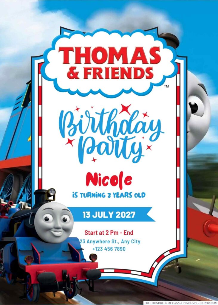 Free Editable Thomas and Friends Birthday Invitation