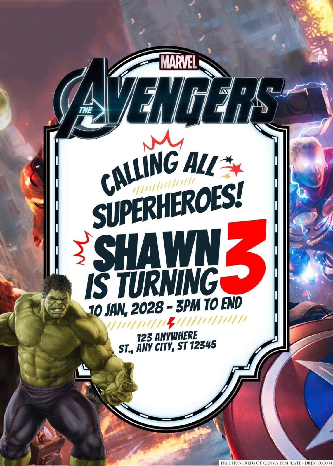 Free Editable The Avengers Birthday Invitation