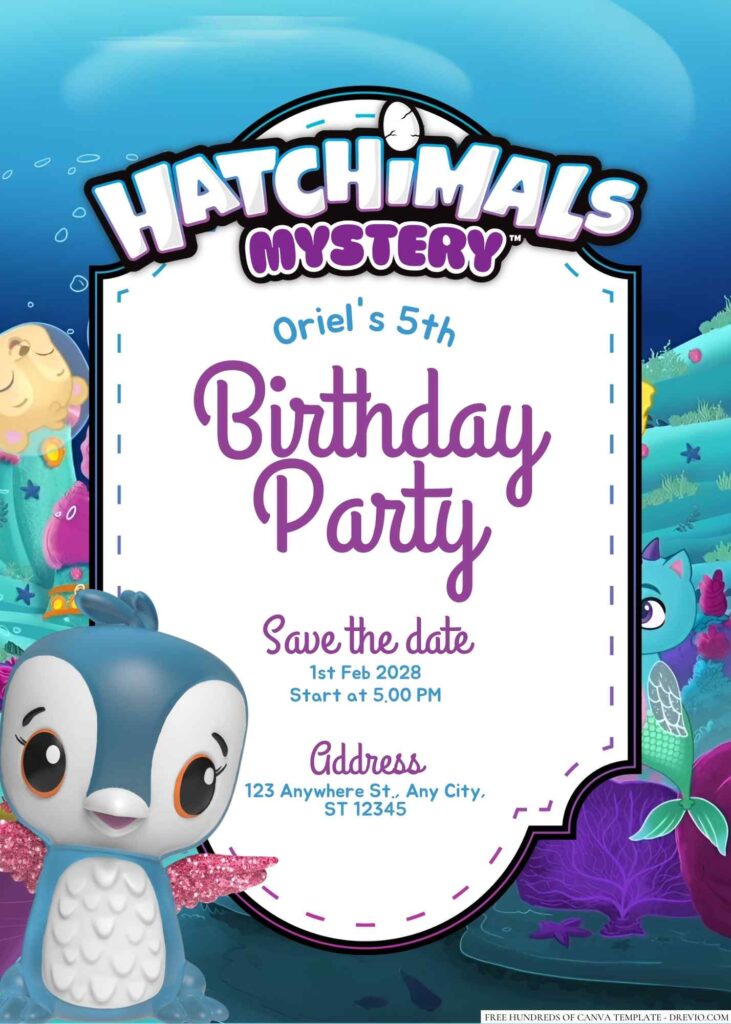 Free Editable Hatchimals Birthday Invitation