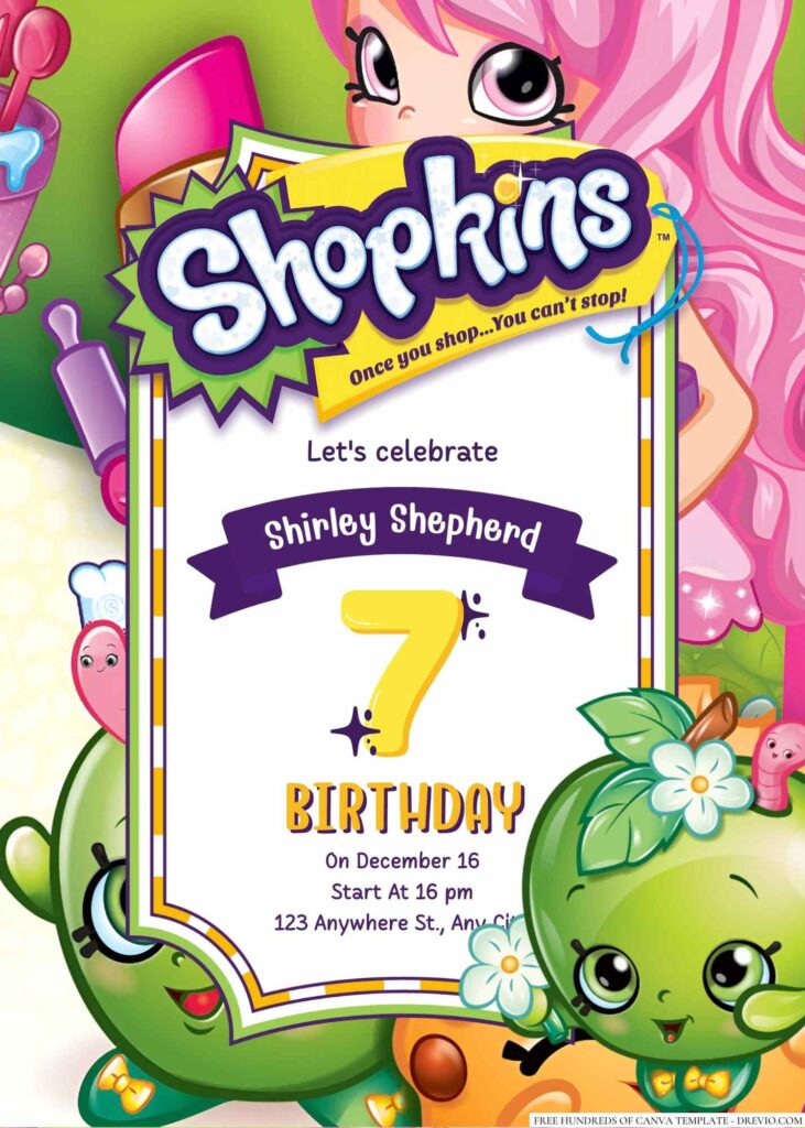 Free Editable Shopkins Birthday Invitation