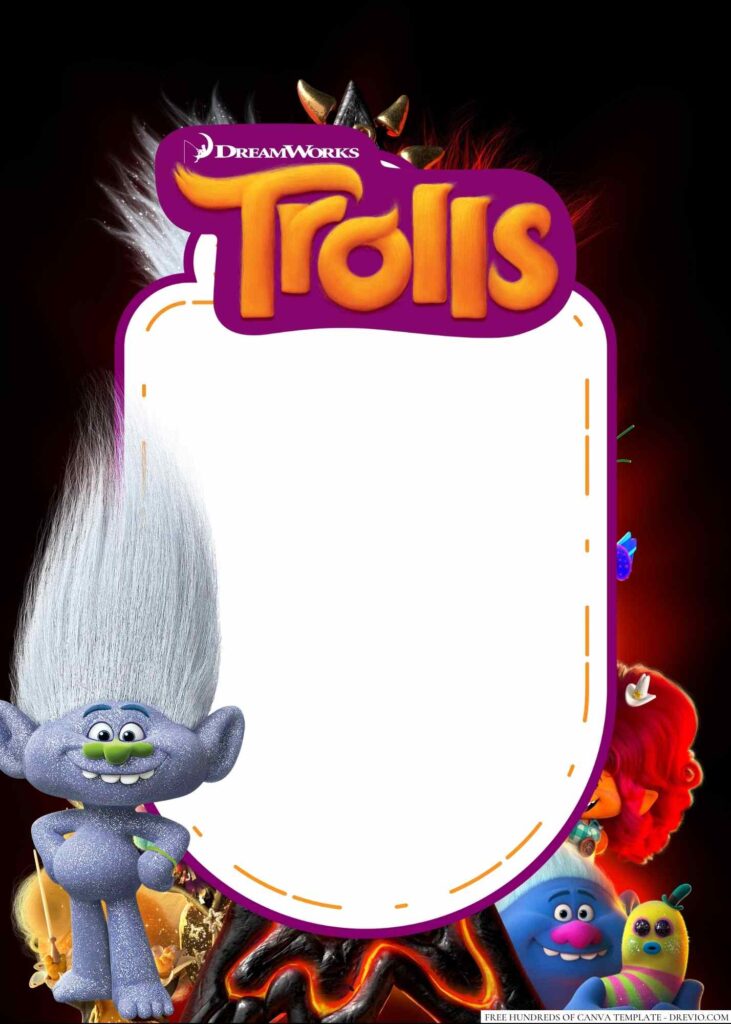 Invitation Template of 20+ Trolls Canva Birthday Invitation Templates 7