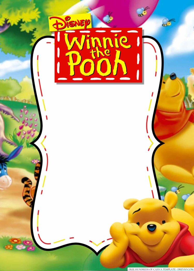 16+ Winnie the Pooh Canva Birthday Invitation Templates Download