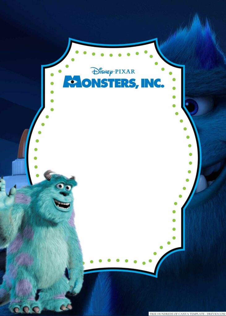 Invitation Template of 18+ Sulley Monsters Inc. Canva Birthday invitation Templates 7