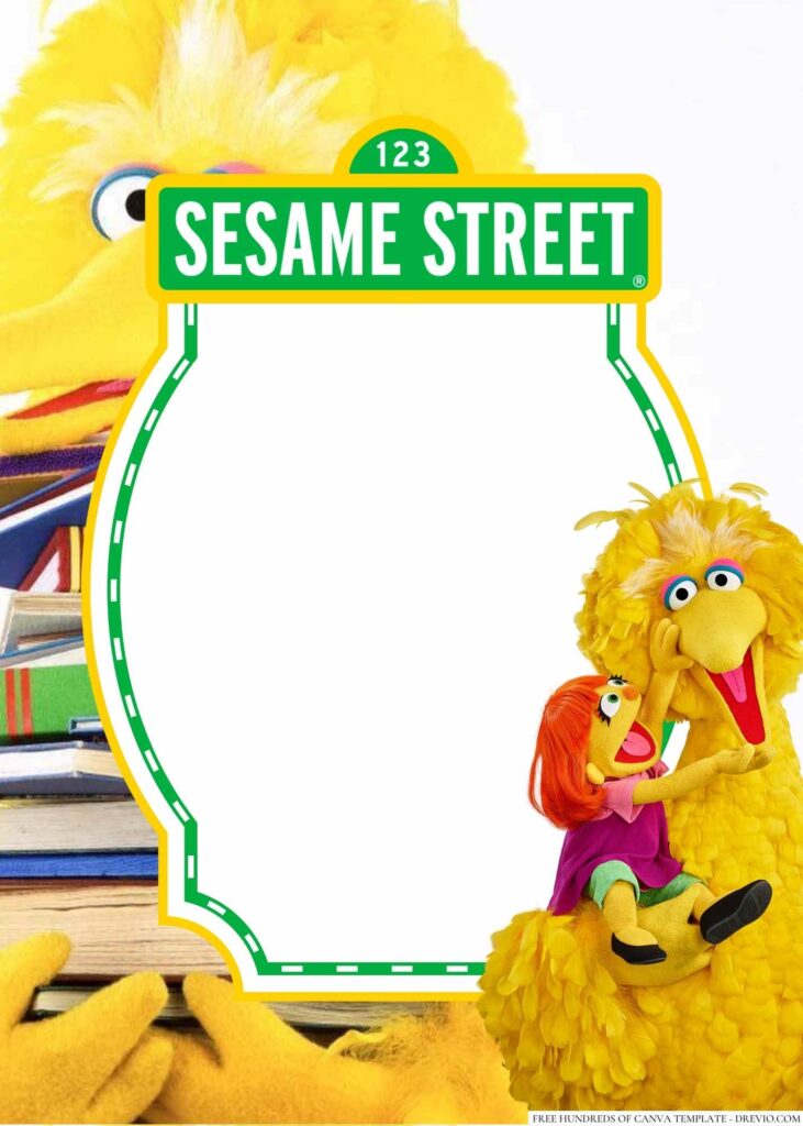 Invitation Template of 20+ Big Bird Sesame Street Canva Birthday invitation Templates 7