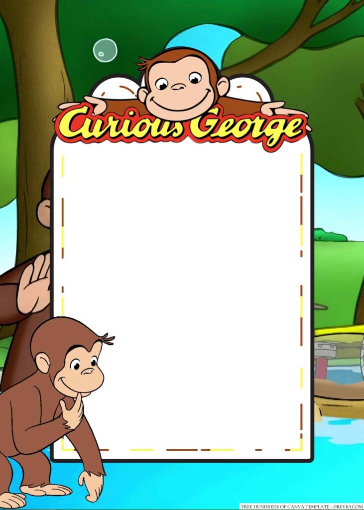 Invitation Template of 20+ Curious George Canva Birthday Invitation Templates 7