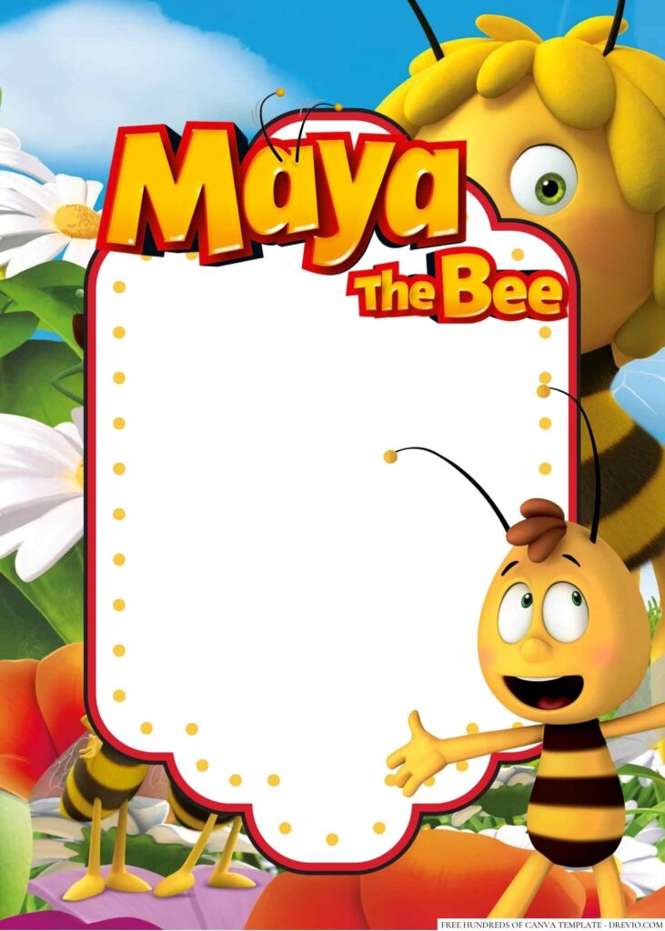 Invitation Template of 14+ Buzzbee Maya the Bee Canva Birthday invitation Templates 7