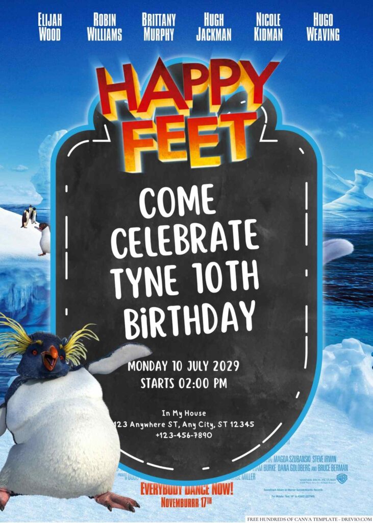 Free Editable Happy Feet Birthday Invitation 