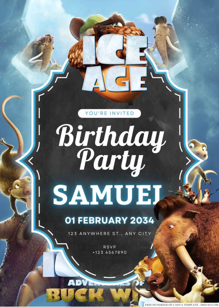 Free Editable Ice Age Birthday Invitation