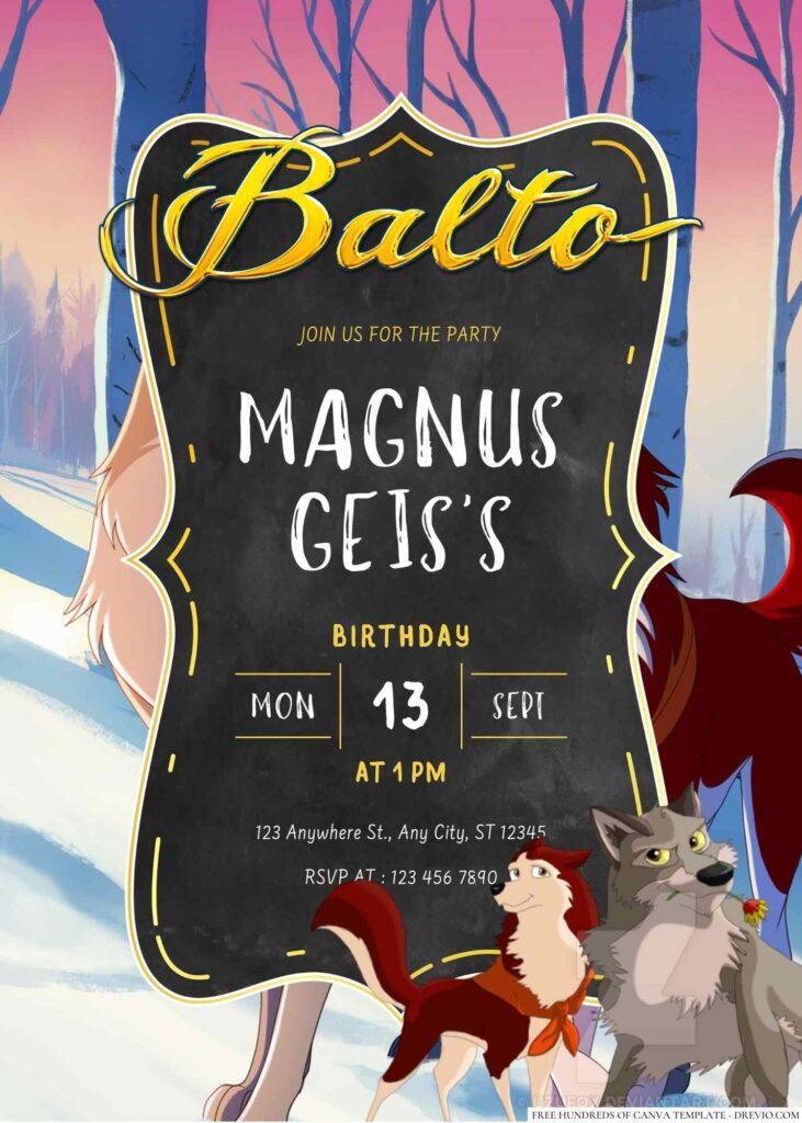 Free Editable Balto Birthday Invitation 