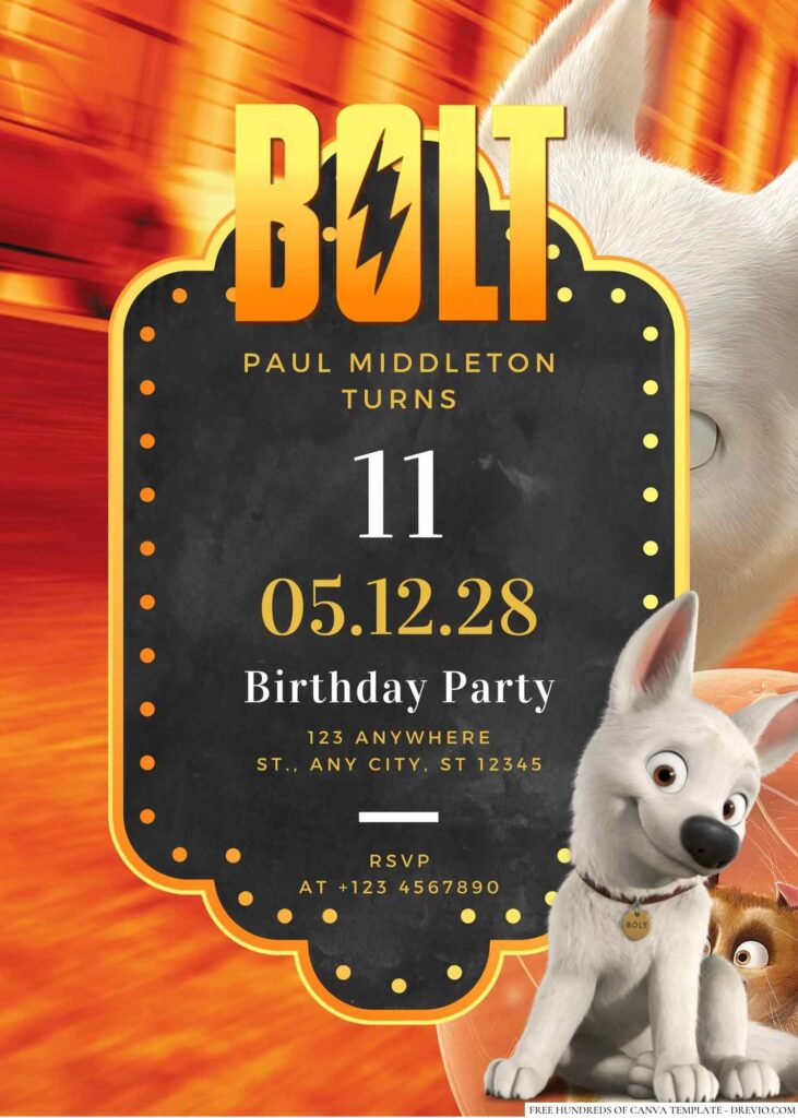 Free Editable Bolt Birthday Invitation