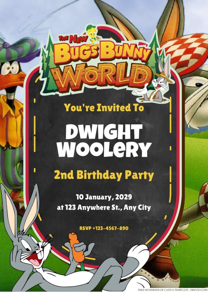 Free Editable The Bugs Bunny Birthday Invitation 