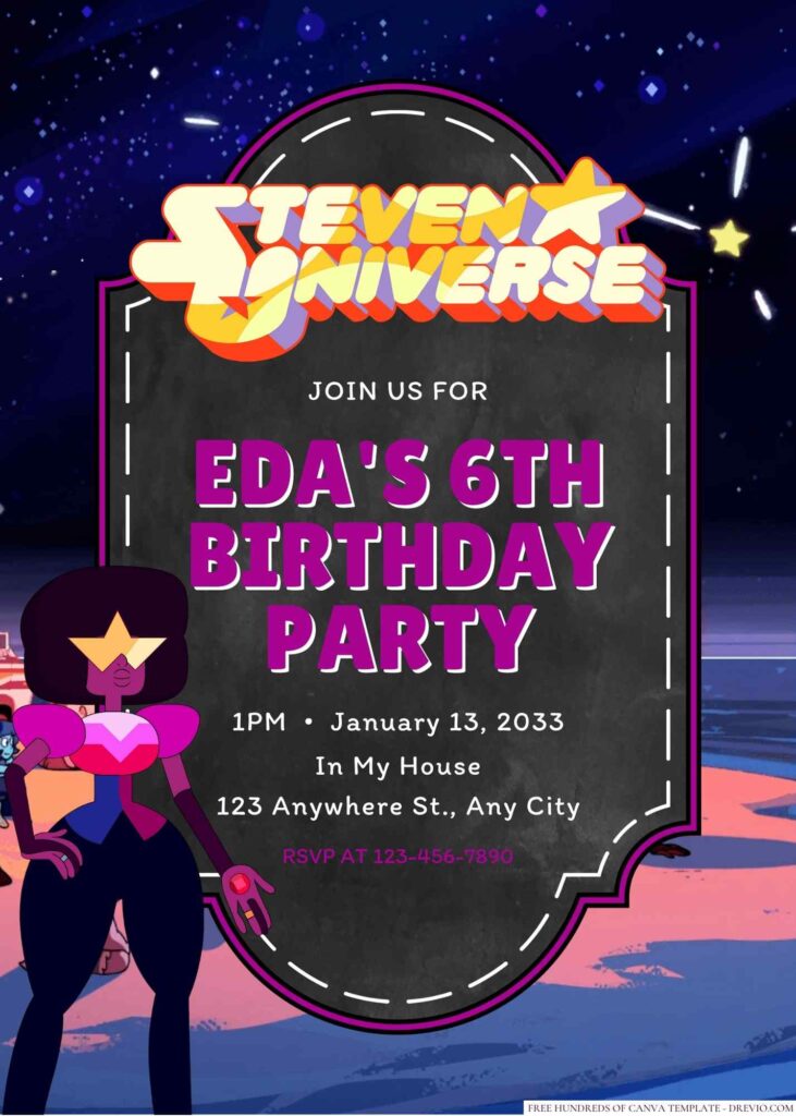 Free Editable Garnet (Steven Universe) Birthday Invitation