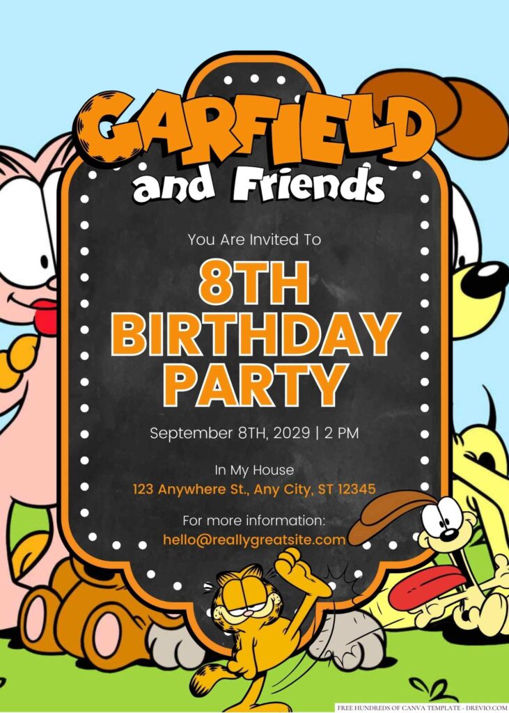 Free Editable Garfield and Friends Birthday Invitation