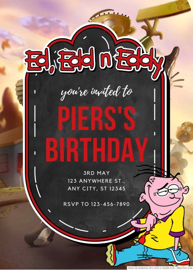 Free Editable Ed, Edd & Eddy Birthday Invitation