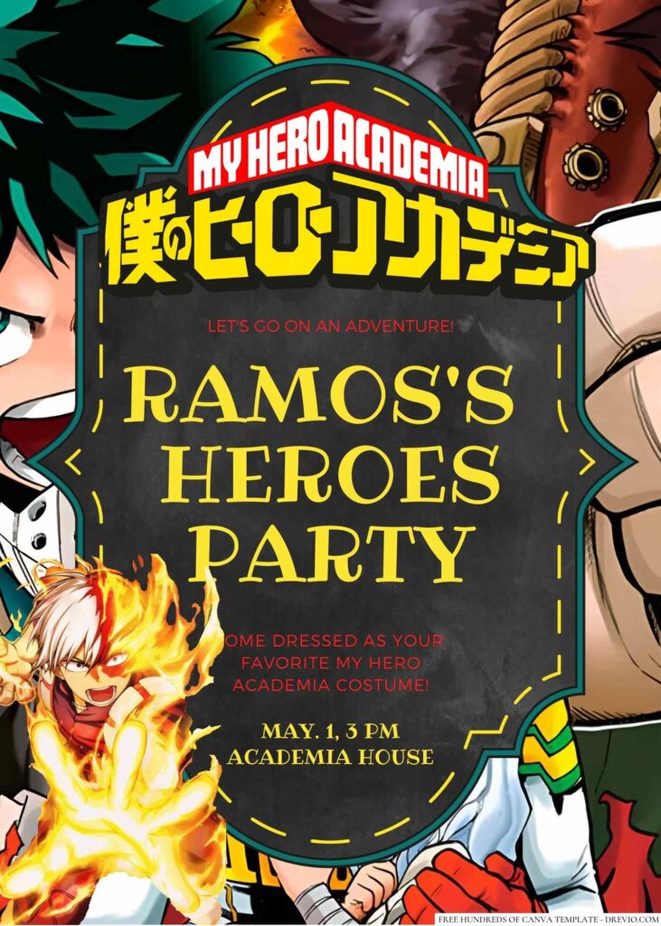 My Hero Academia Birthday Invitation