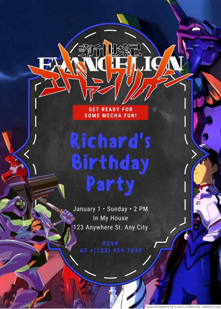 Neon Genesis Evangelion Birthday Invitation