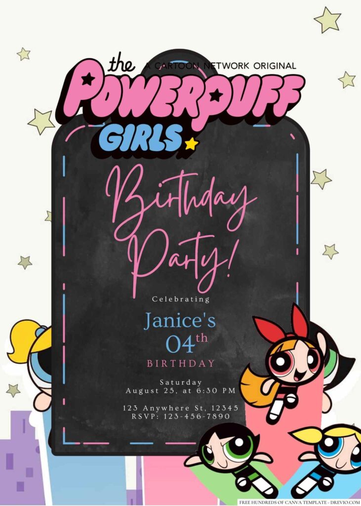 Free Editable The Powerpuff Girls Birthday Invitation