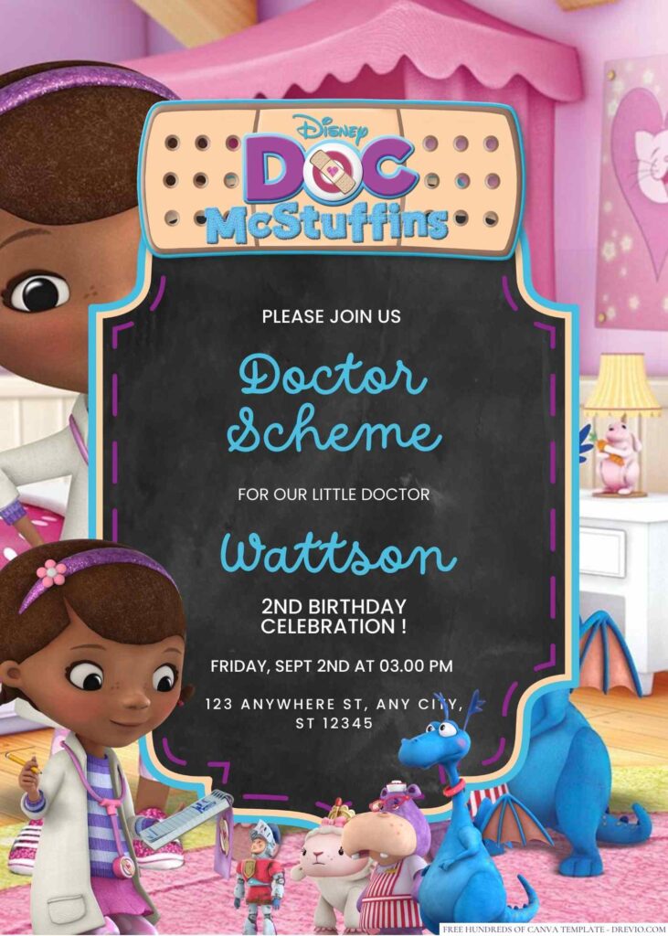 Free Editable Doc McStuffins Birthday Invitation