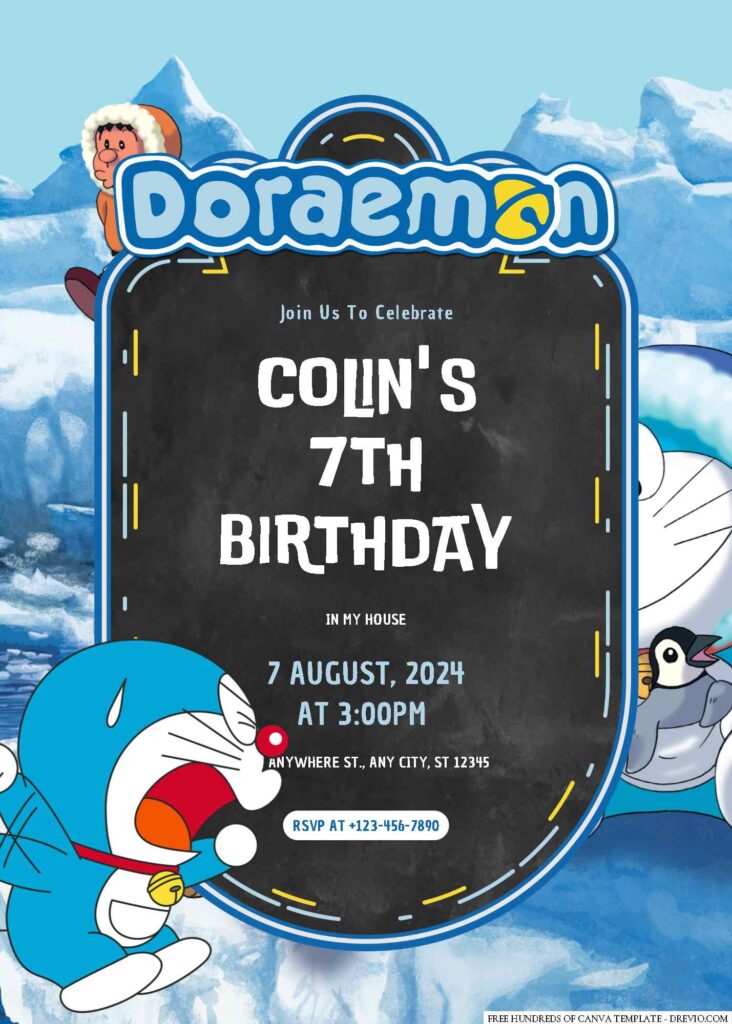 Free Editable Doraemon Birthday Invitation