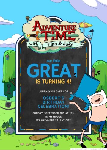18+ Adventure Time Canva Birthday Invitation Templates | Download ...