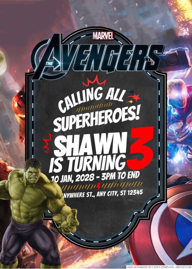 Free Editable The Avengers Birthday Invitation