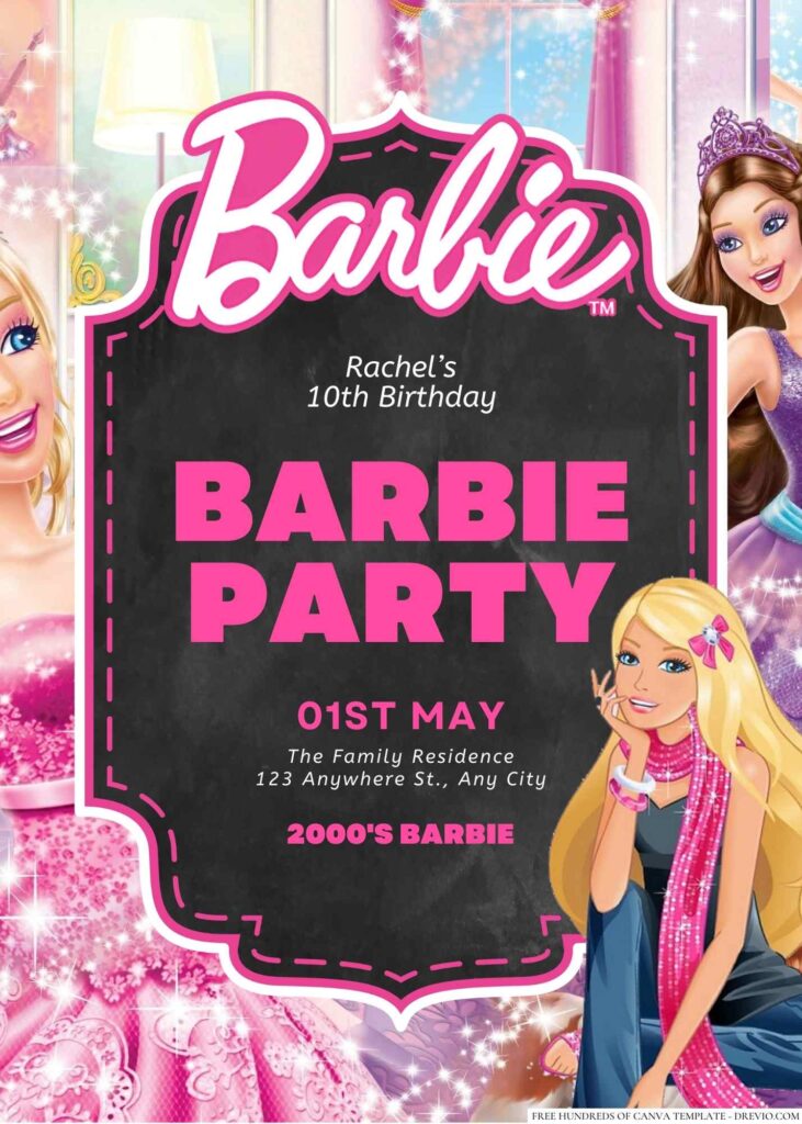 Free Editable Barbie Birthday Invitation