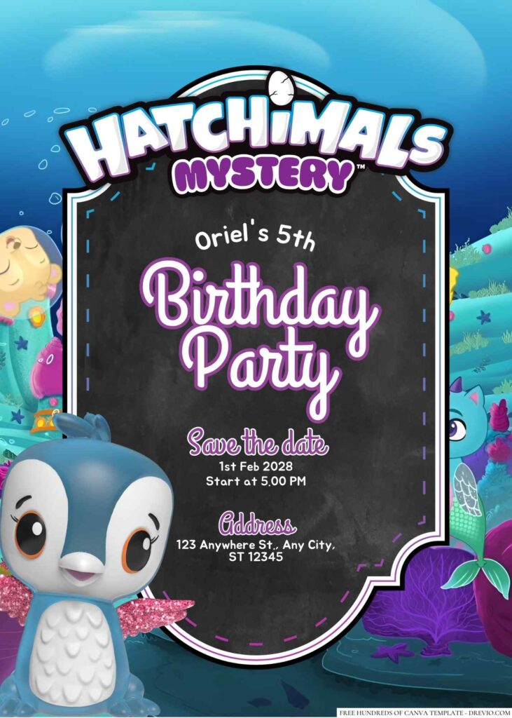 Free Editable Hatchimals Birthday Invitation