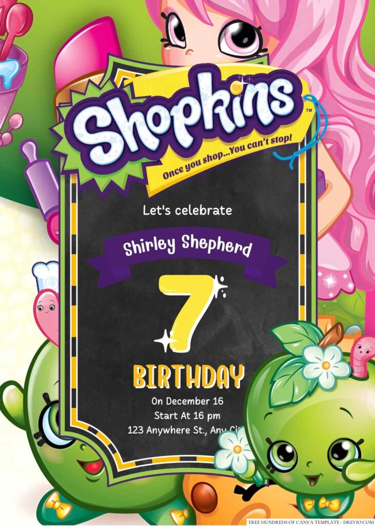 Free Editable Shopkins Birthday Invitation