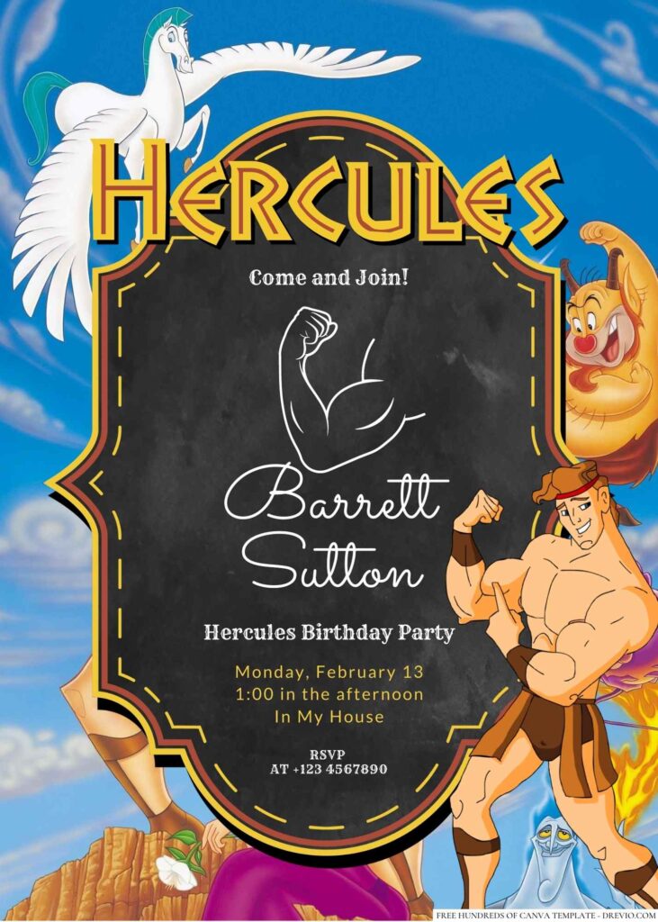 Free Editable Hercules Birthday Invitation