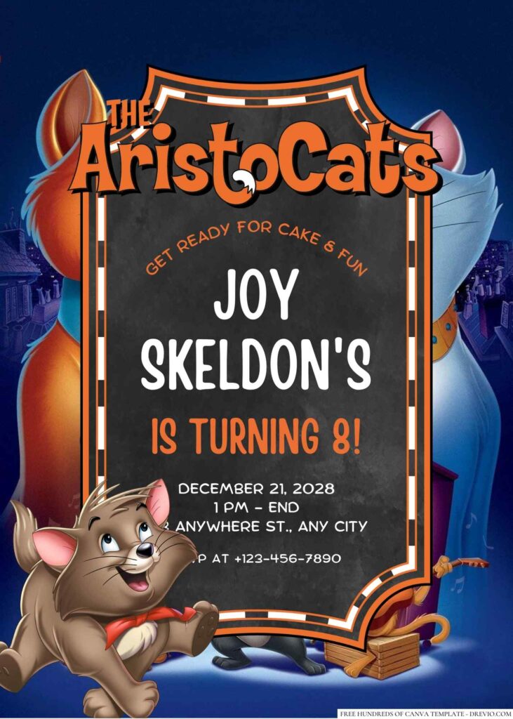 Free Editable The Aristocats Birthday Invitation