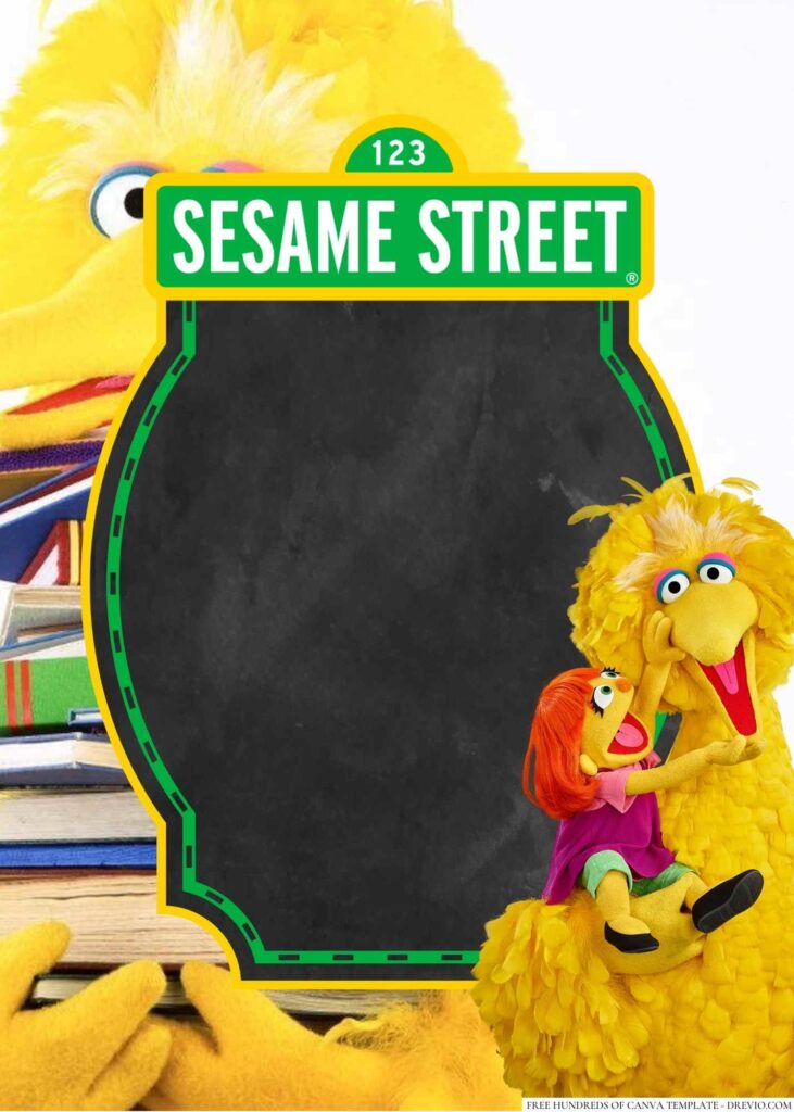 Invitation Template of 20+ Big Bird Sesame Street Canva Birthday invitation Templates 8