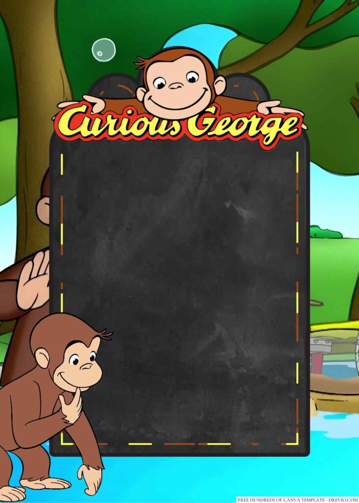 Invitation Template of 20+ Curious George Canva Birthday Invitation Templates 8