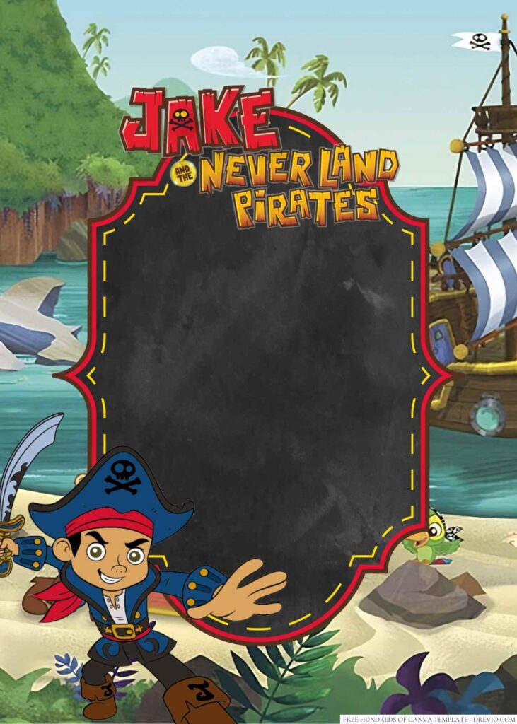 Invitation Template of 16+ Jake and the Never Land Pirates Canva Birthday Invitation Templates 8