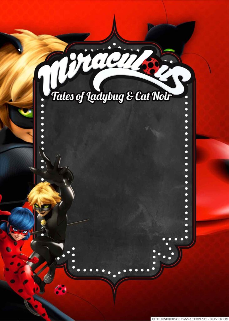 Invitation Template of 18+ Miraculous Ladybug and Cat Noir Canva Birthday Invitation Templates 8